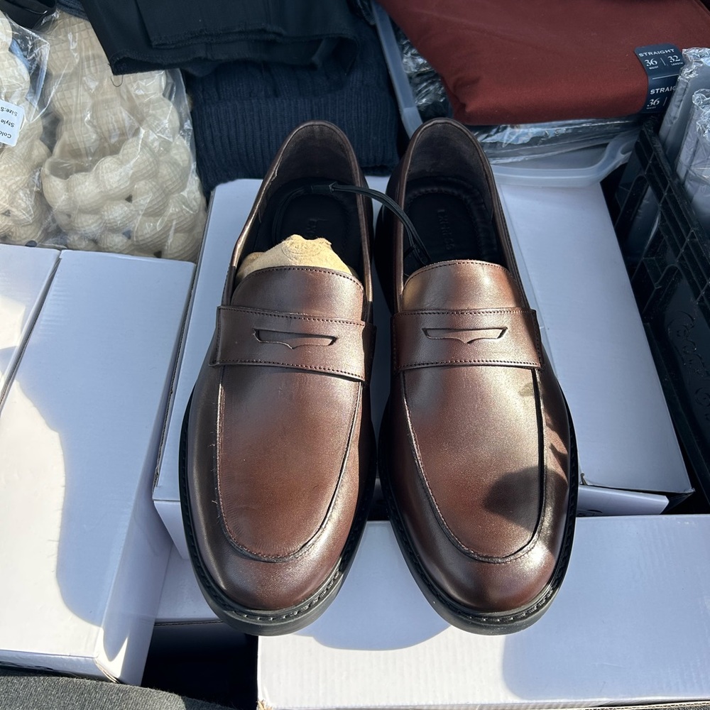 Express men’s brown leather penny loafer size 12